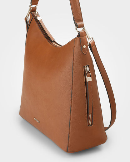 Renata Large Hobo Shoulder Bag With Crossbody Strap-Handbags-PEROZ Accessories