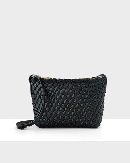Leah Weave Small Zip Top Crossbody Bag-Handbags-PEROZ Accessories