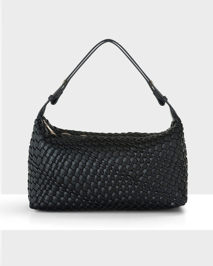 Logan Weave Zip Top Medium Hobo Shoulder Bag-Handbags-PEROZ Accessories