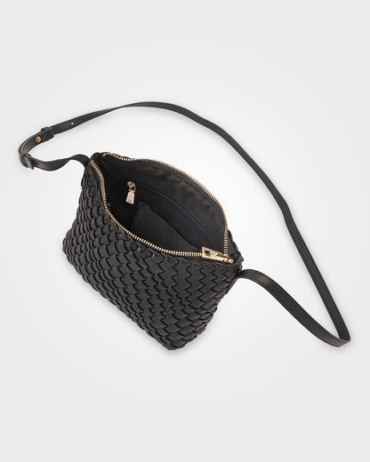 Leah Weave Small Zip Top Crossbody Bag-Handbags-PEROZ Accessories