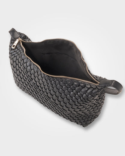 Logan Weave Zip Top Medium Hobo Shoulder Bag-Handbags-PEROZ Accessories