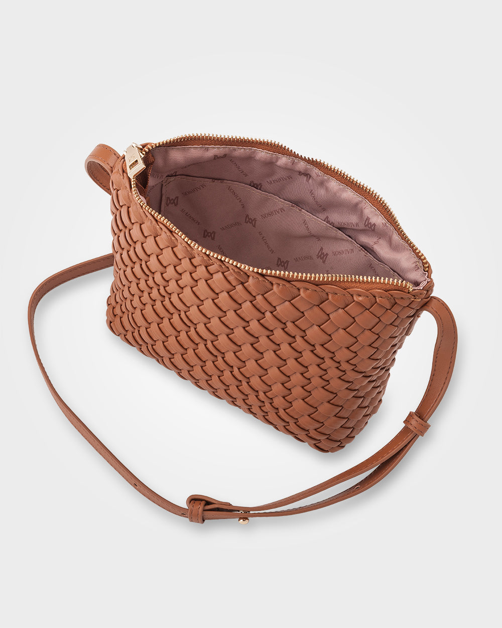 Leah Weave Small Zip Top Crossbody Bag-Handbags-PEROZ Accessories