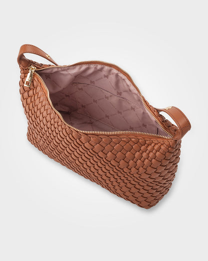 Logan Weave Zip Top Medium Hobo Shoulder Bag-Handbags-PEROZ Accessories