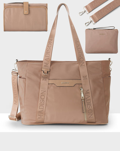 Anita Large Nylon Baby Bag With Change Mat, Stroller Clips &amp; Zip Pouch-Handbags-PEROZ Accessories