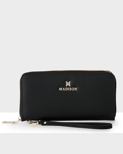 Harlow Zip Around Clutch Wallet With Detachable Wrist Strap-Wallets-PEROZ Accessories