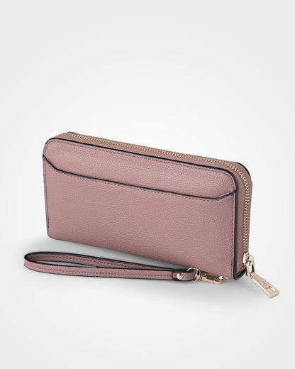 Harlow Zip Around Clutch Wallet With Detachable Wrist Strap-Wallets-PEROZ Accessories