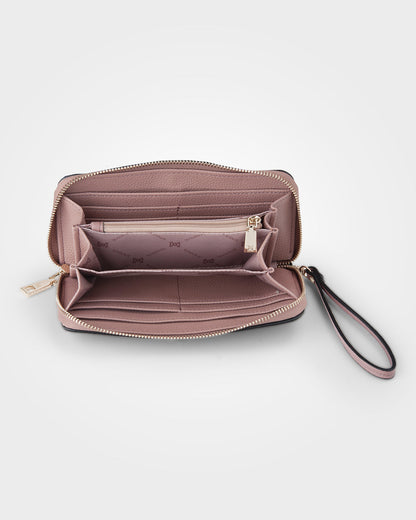 Harlow Zip Around Clutch Wallet With Detachable Wrist Strap-Wallets-PEROZ Accessories