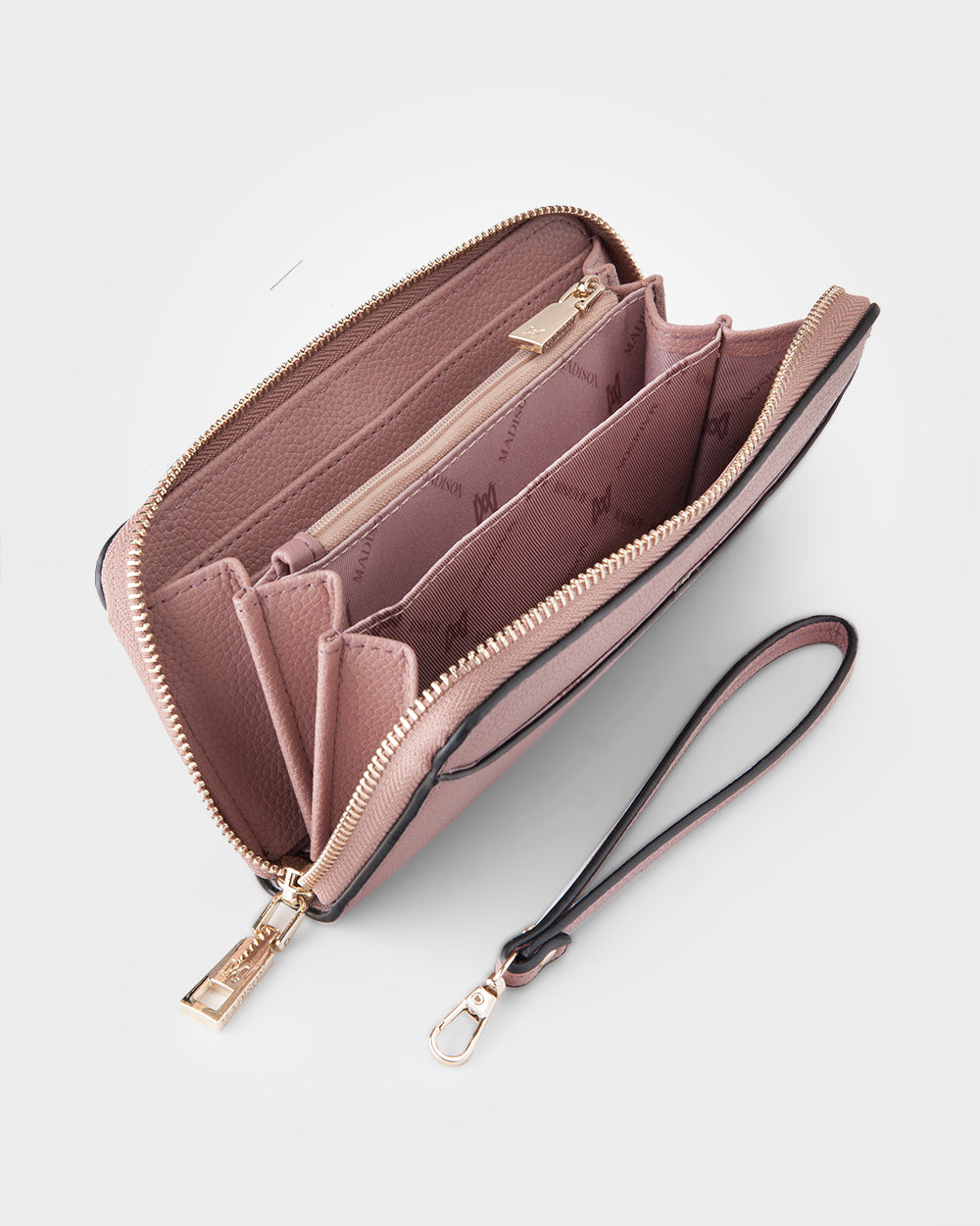 Harlow Zip Around Clutch Wallet With Detachable Wrist Strap-Wallets-PEROZ Accessories