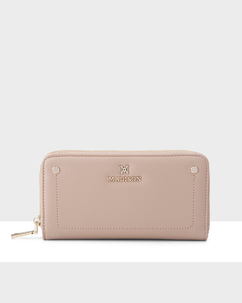 Mila Zip Around Large Wallet With Front Tab Card Section-PEROZ Accessories