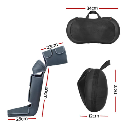 Livemor Leg Foot Massager Air Compression With Back Neck Massager Heat-Health &amp; Beauty > Massage &amp; Relaxation > Massagers-PEROZ Accessories