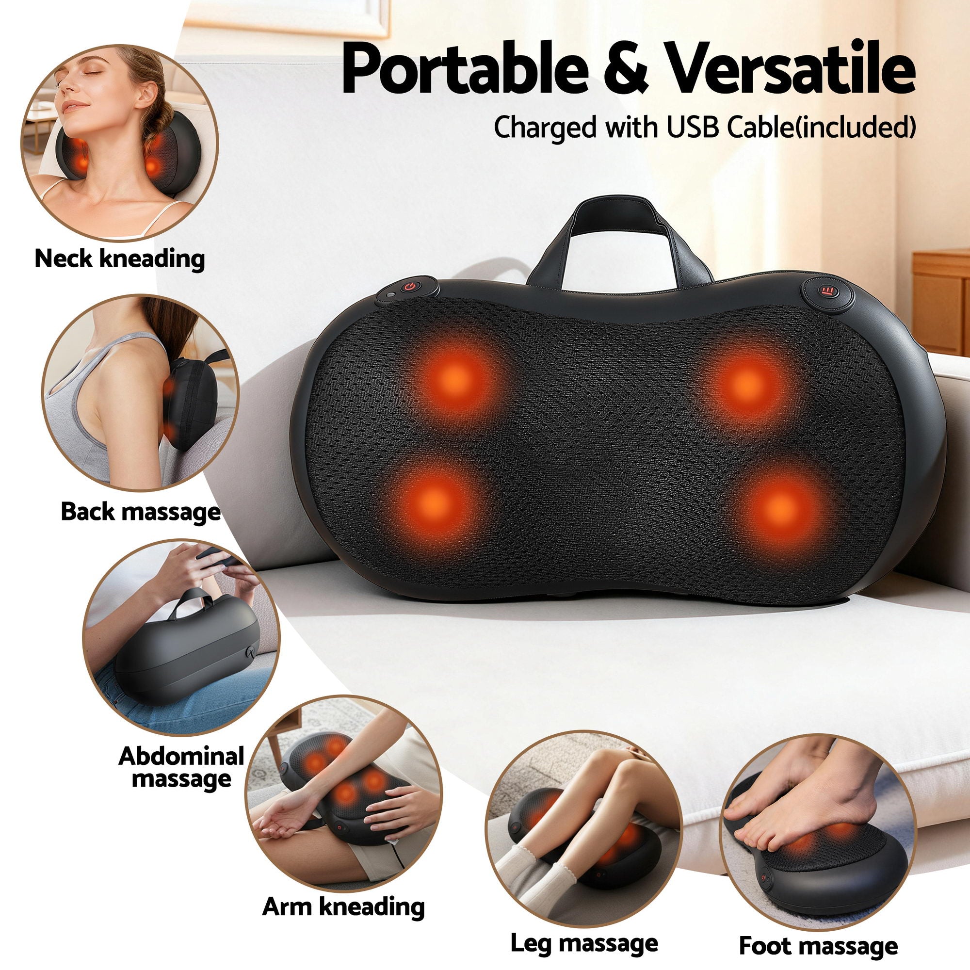 Livemor Leg Foot Massager Air Compression With Back Neck Massager Heat-Health &amp; Beauty > Massage &amp; Relaxation > Massagers-PEROZ Accessories