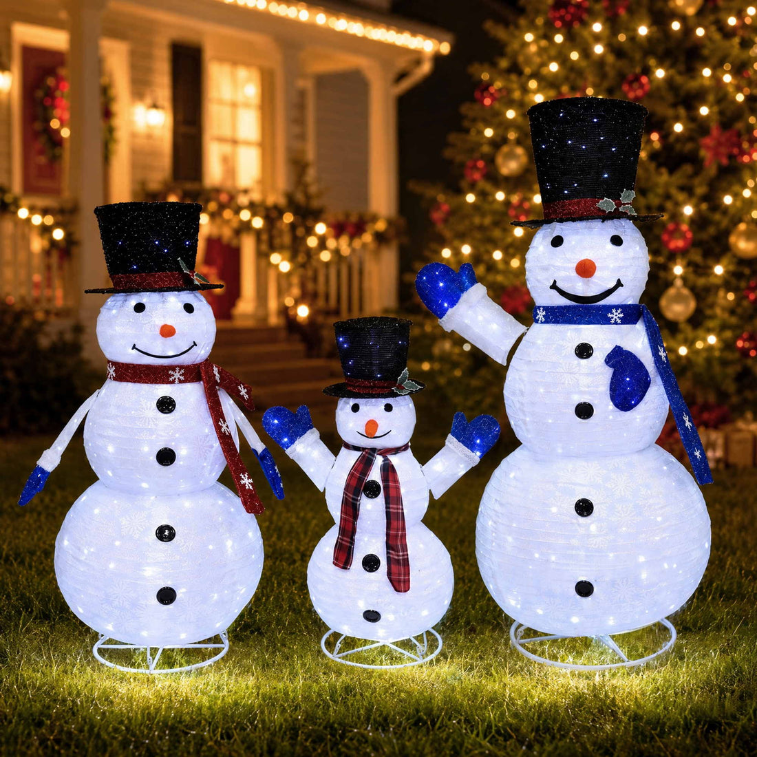 Jingle Jollys Christmas Lights 330 LED Fairy Light 3pcs Snowman Decorations Set-Occasions > Christmas > Outdoor Decorations &amp; Lights-PEROZ Accessories