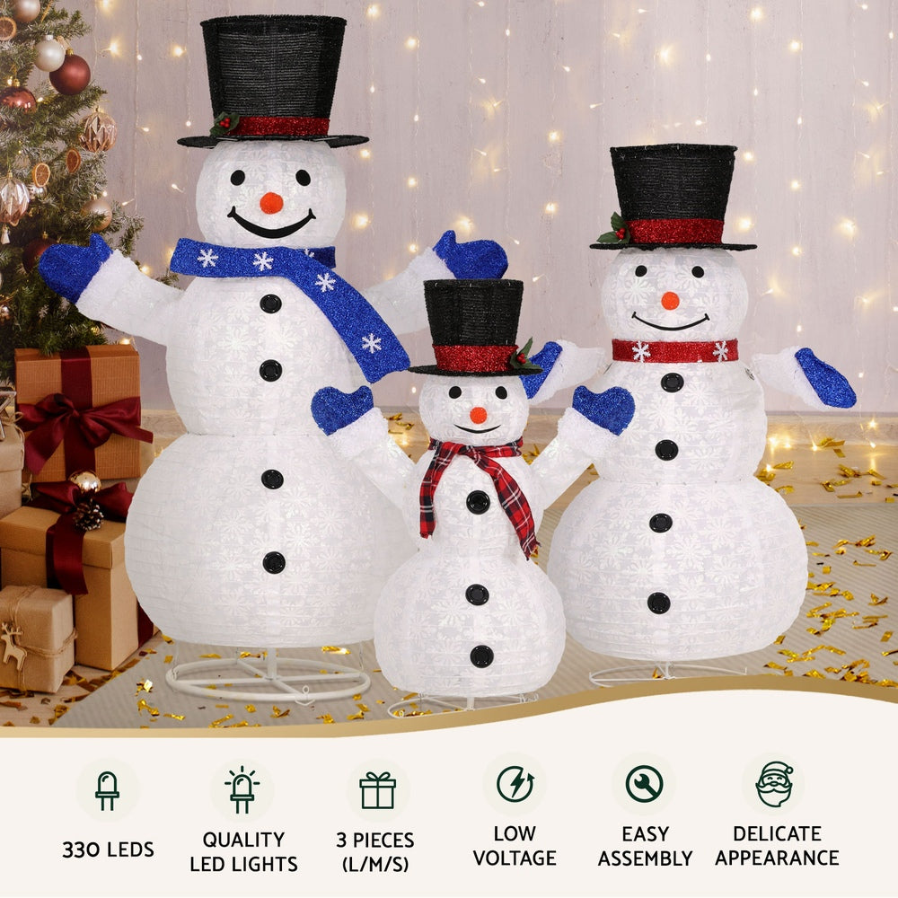 Jingle Jollys Christmas Lights 330 LED Fairy Light 3pcs Snowman Decorations Set-Occasions &gt; Christmas &gt; Outdoor Decorations &amp; Lights-PEROZ Accessories
