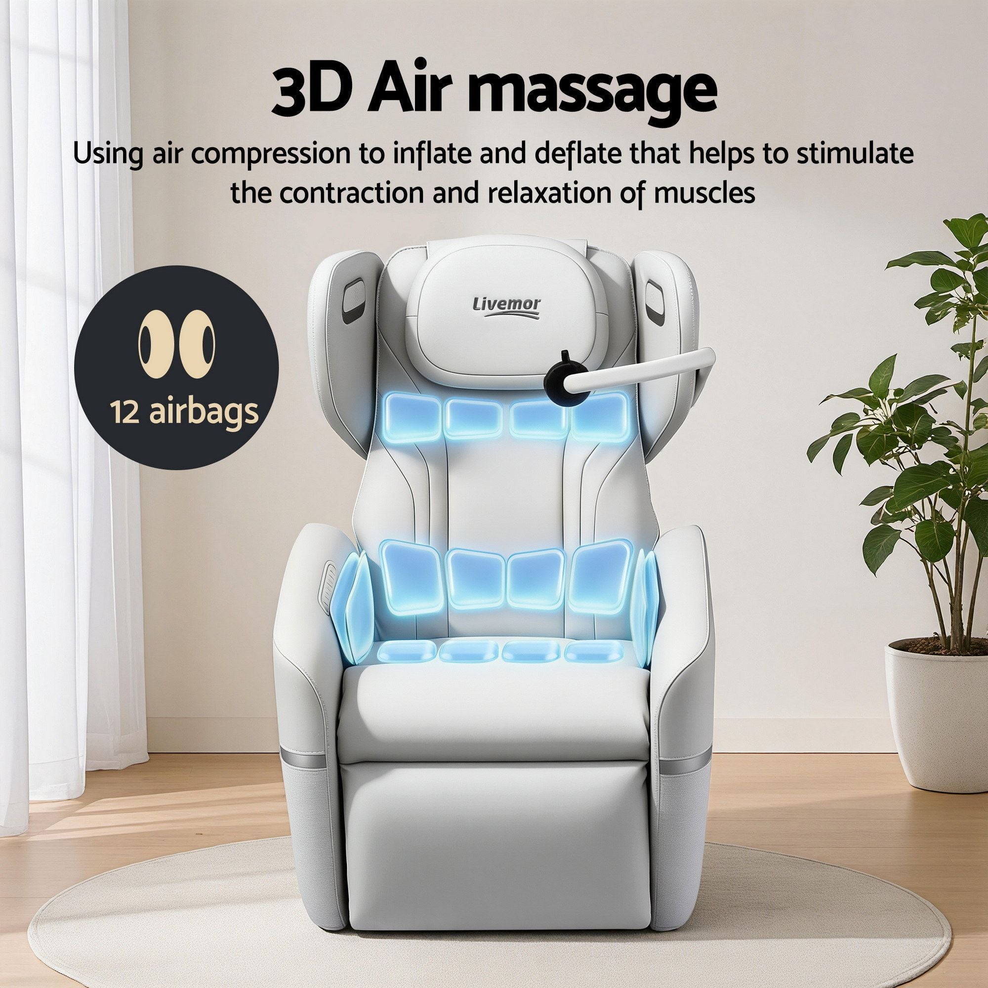 Livemor Massage Chair Electric Vibration Recliner Chair ZENO-Furniture > Bar Stools &amp; Chairs > Massage Chairs-PEROZ Accessories