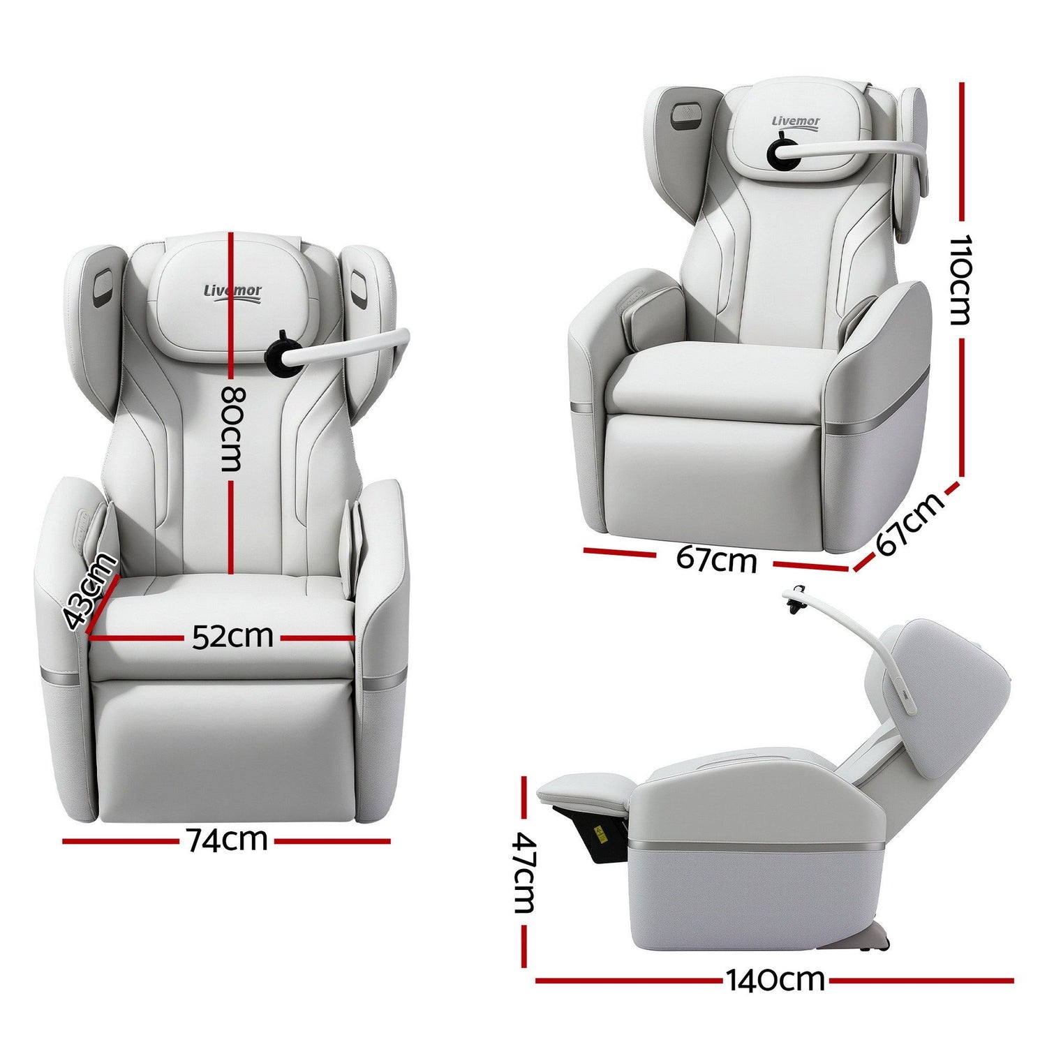Livemor Massage Chair Electric Vibration Recliner Chair ZENO-Furniture > Bar Stools &amp; Chairs > Massage Chairs-PEROZ Accessories