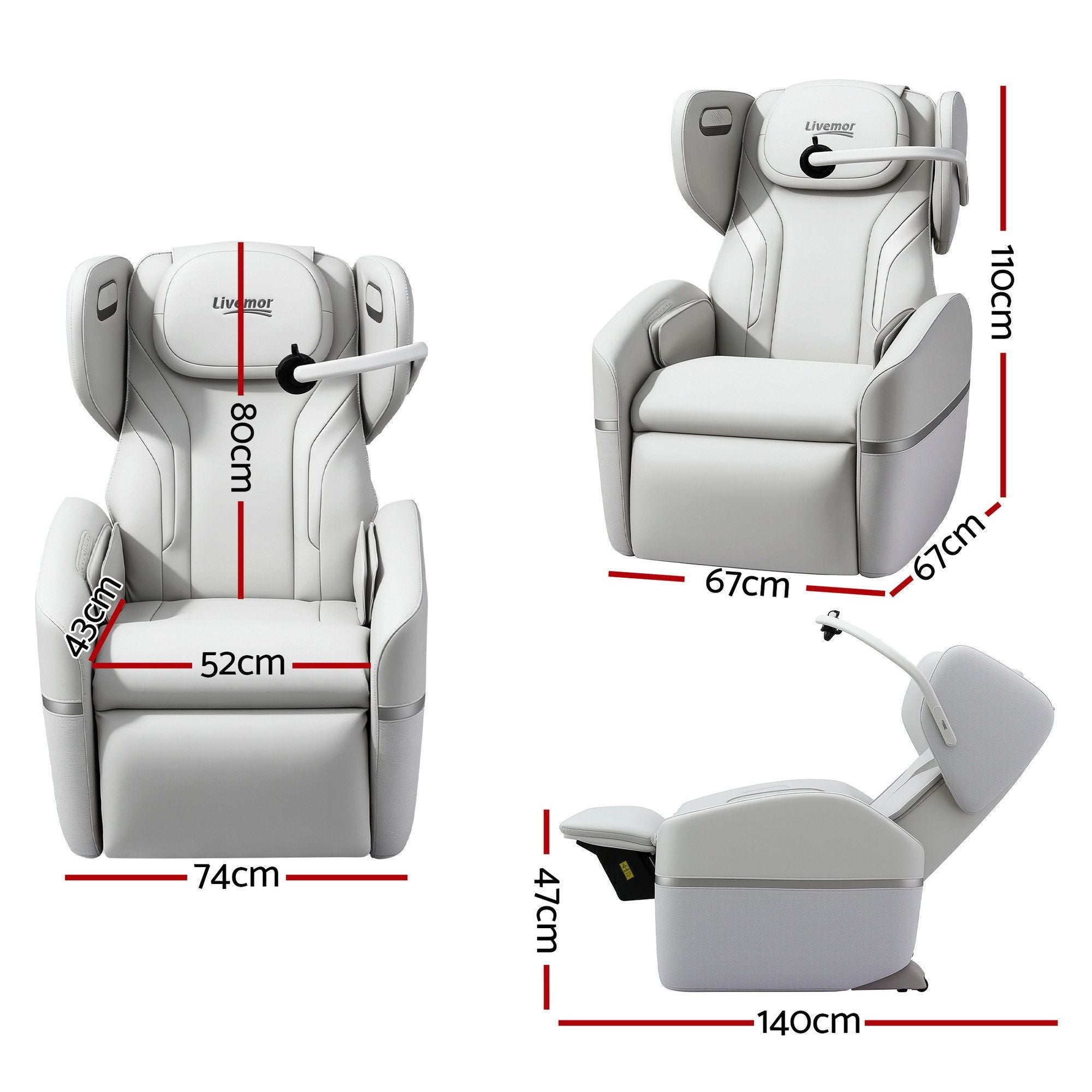Livemor Massage Chair Electric Vibration Recliner Chair ZENO-Furniture > Bar Stools &amp; Chairs > Massage Chairs-PEROZ Accessories