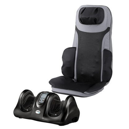 Livemor 8-nodes Full Back Massage Seat Cushion Heating With Foot Massagers-Health &amp; Beauty > Massage &amp; Relaxation > Massagers-PEROZ Accessories