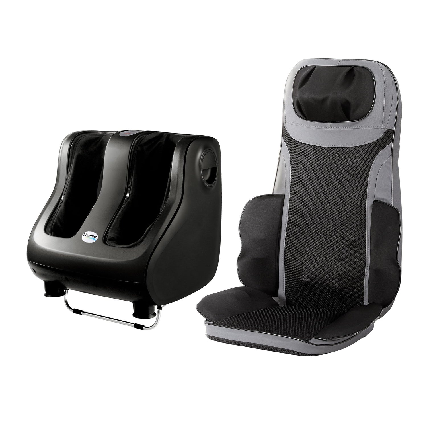 Livemor Full Back Massage Seat Cushion Heating With 360° Foot Massagers-Health &amp; Beauty > Massage &amp; Relaxation > Massagers-PEROZ Accessories