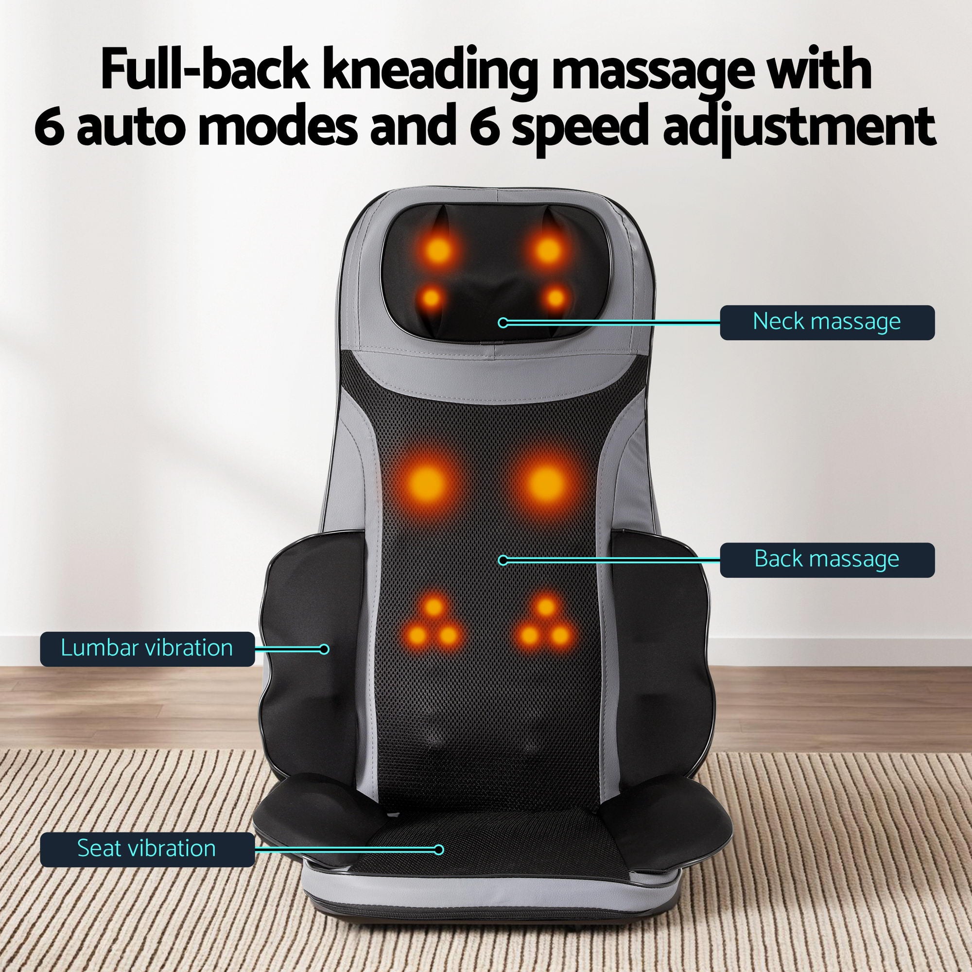 Livemor Full Back Massage Seat Cushion Heating With 360° Foot Massagers-Health &amp; Beauty > Massage &amp; Relaxation > Massagers-PEROZ Accessories