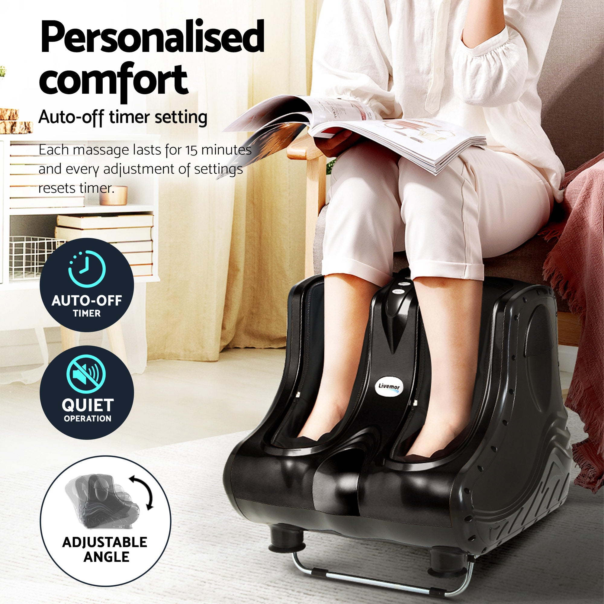 Livemor Massage Cushion Heating Massage Seats With Calf Foot Massager-Health &amp; Beauty > Massage &amp; Relaxation > Massagers-PEROZ Accessories