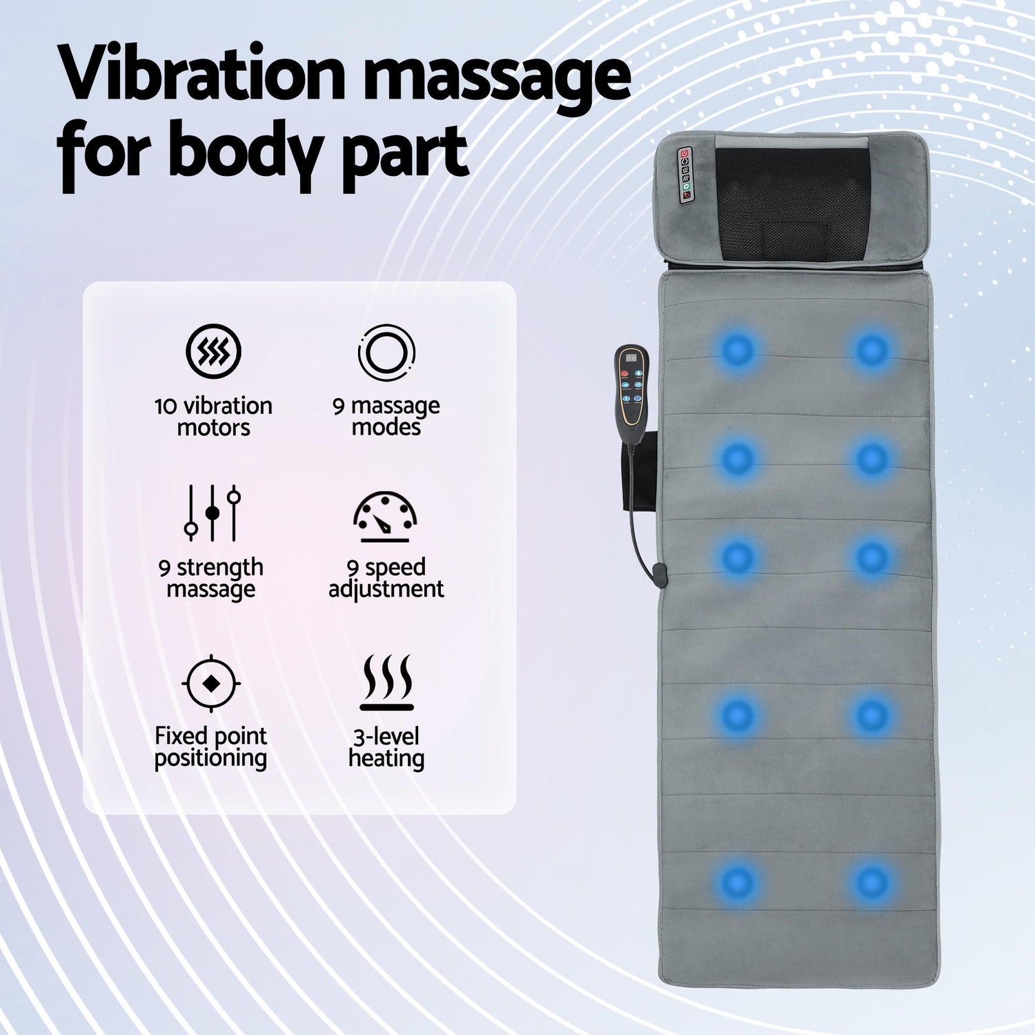 Livemor Massage Mat 10-nodes Vibration Heating Massage Cushion-Health &amp; Beauty > Massage &amp; Relaxation > Massagers-PEROZ Accessories