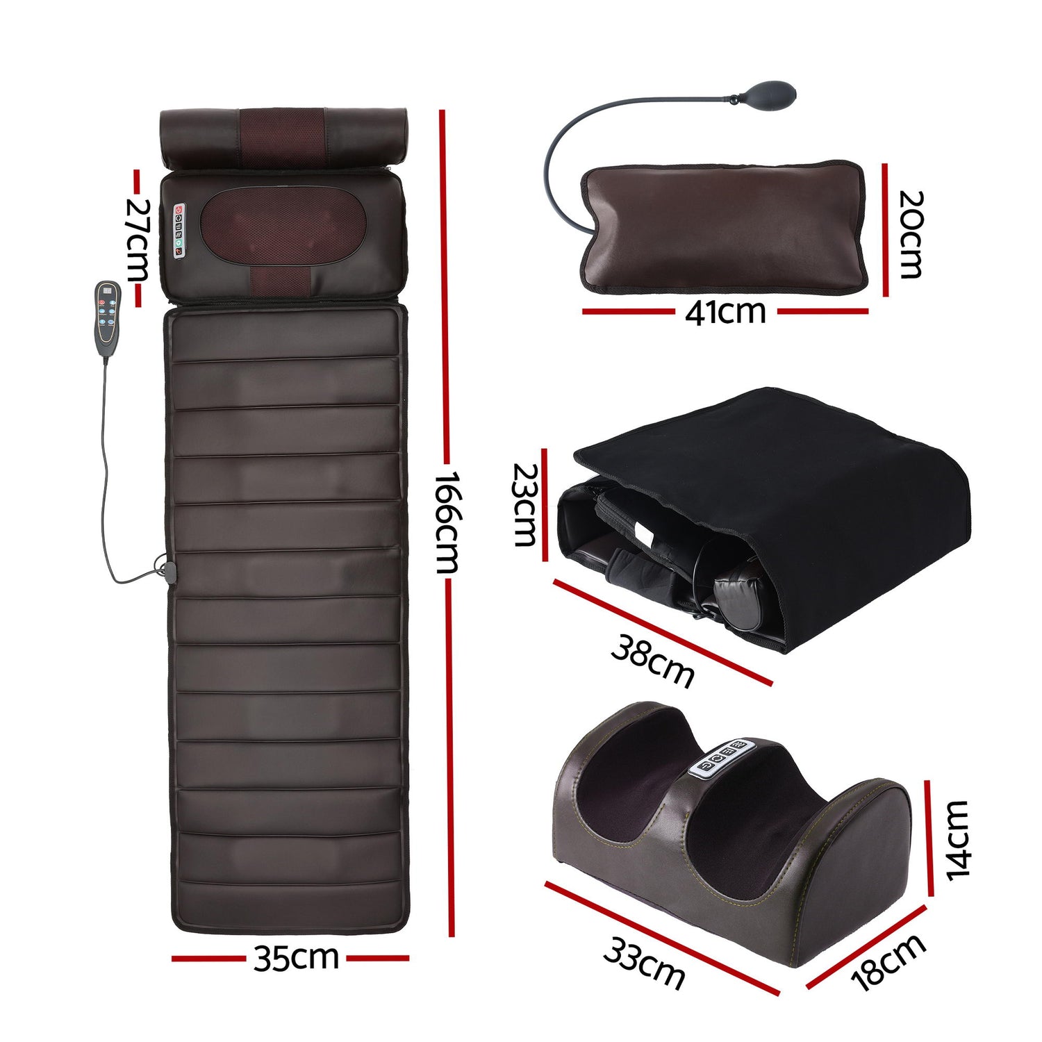 Livemor Massage Mat Kneading Neck Foot Massager Heated Vibration Airbag Mattress-Health &amp; Beauty > Massage &amp; Relaxation > Massagers-PEROZ Accessories