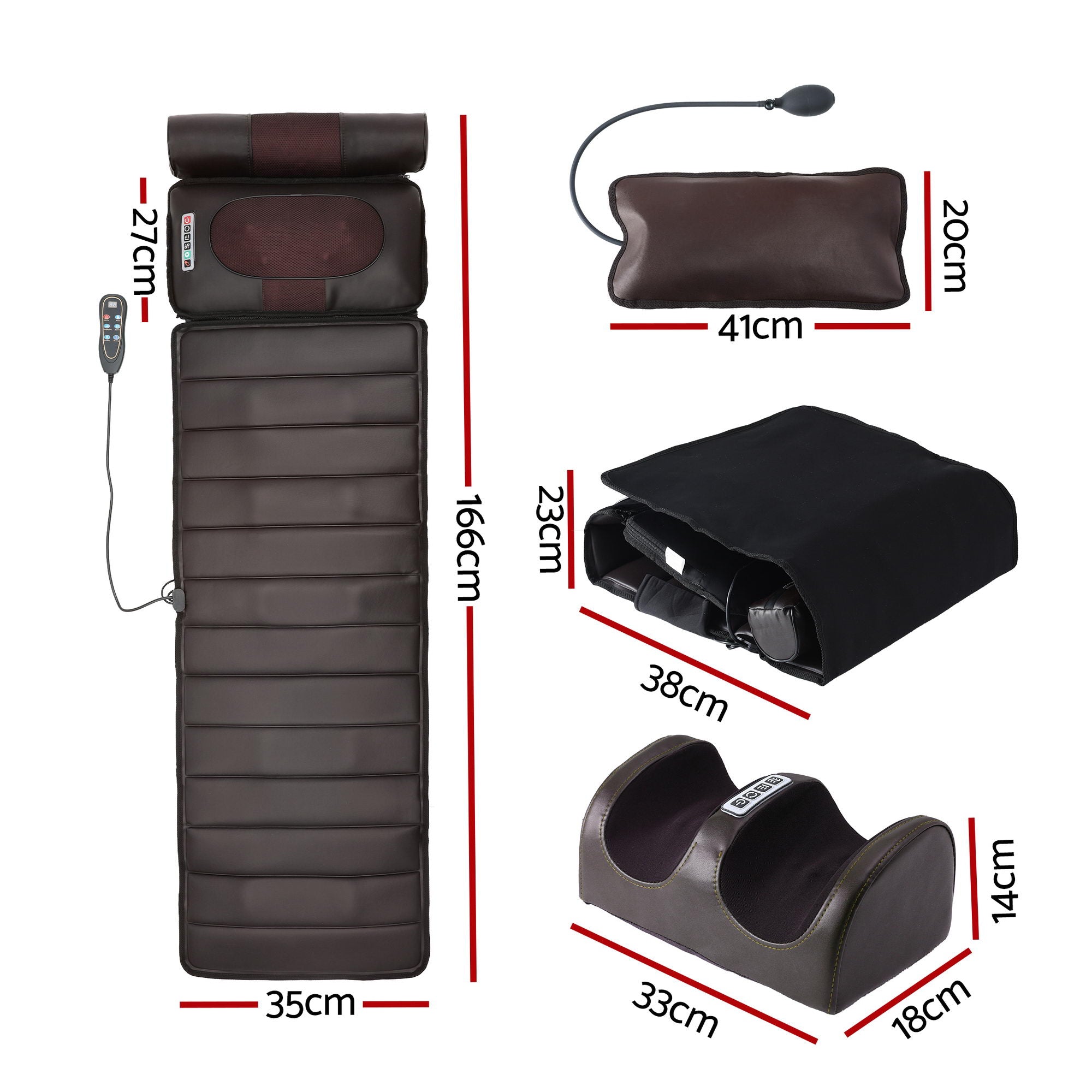 Livemor Massage Mat Kneading Neck Foot Massager Heated Vibration Airbag Mattress-Health &amp; Beauty > Massage &amp; Relaxation > Massagers-PEROZ Accessories