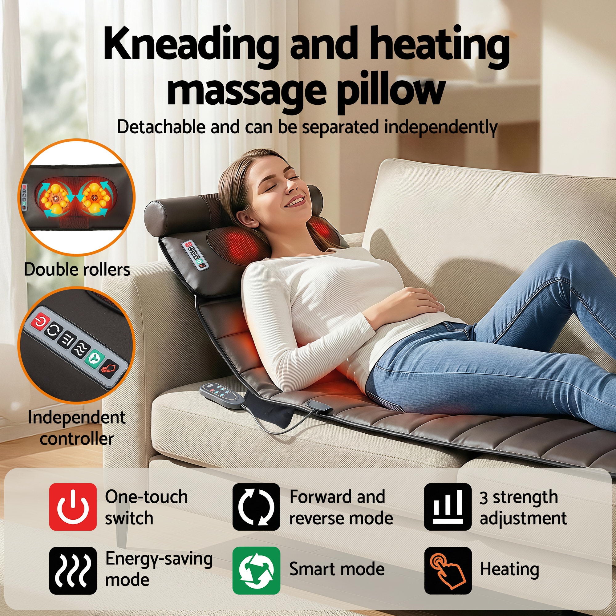 Livemor Massage Mat Kneading Neck Foot Massager Heated Vibration Airbag Mattress-Health &amp; Beauty > Massage &amp; Relaxation > Massagers-PEROZ Accessories