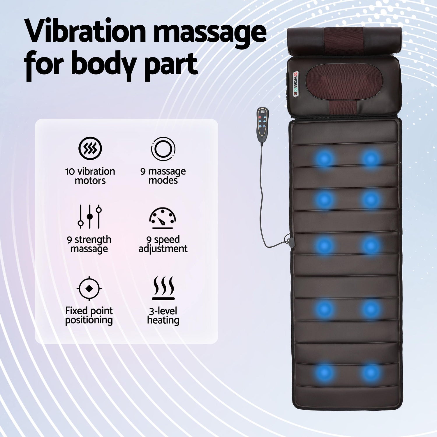 Livemor Massage Mat Kneading Neck Foot Massager Heated Vibration Airbag Mattress-Health &amp; Beauty > Massage &amp; Relaxation > Massagers-PEROZ Accessories