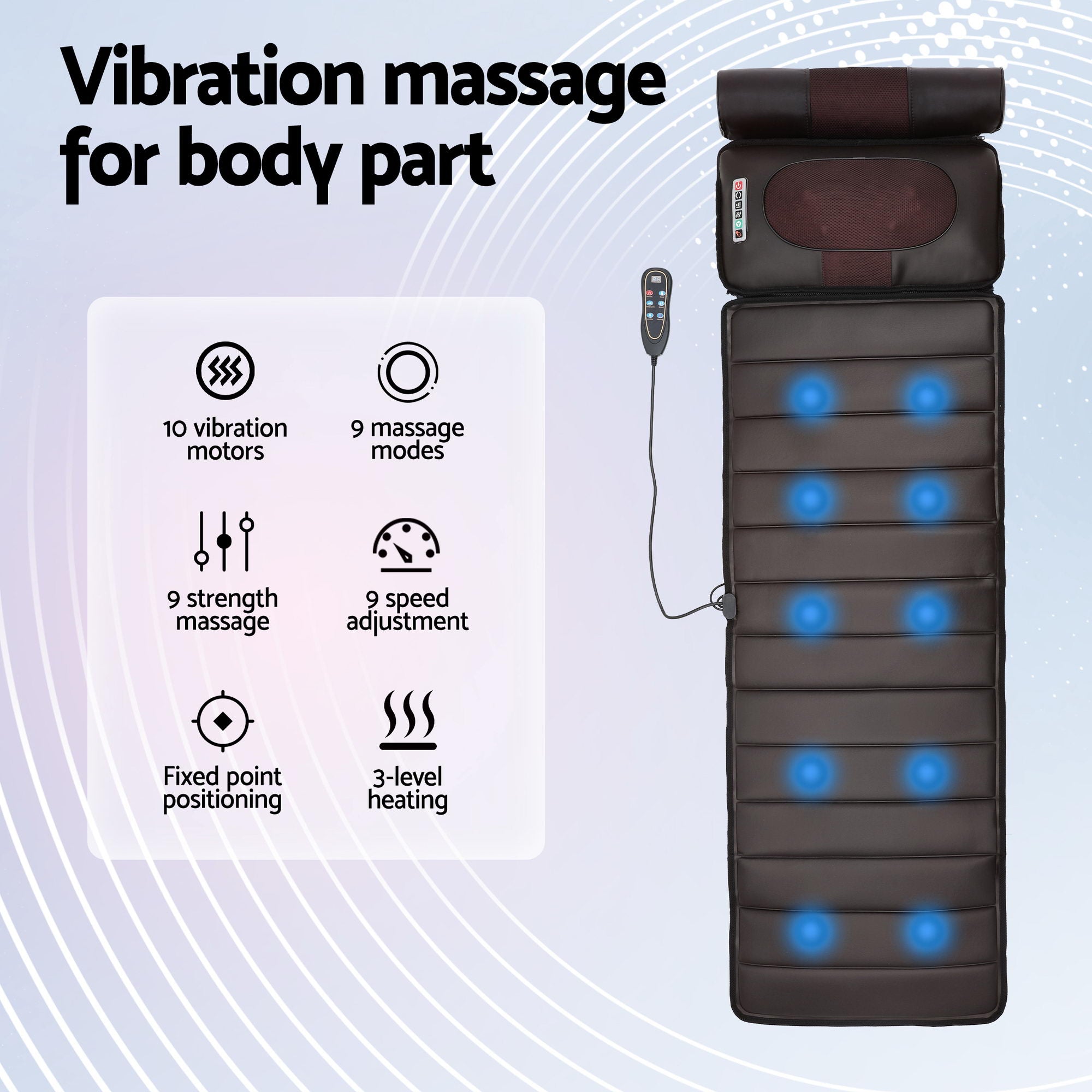 Livemor Massage Mat Kneading Neck Foot Massager Heated Vibration Airbag Mattress-Health &amp; Beauty > Massage &amp; Relaxation > Massagers-PEROZ Accessories