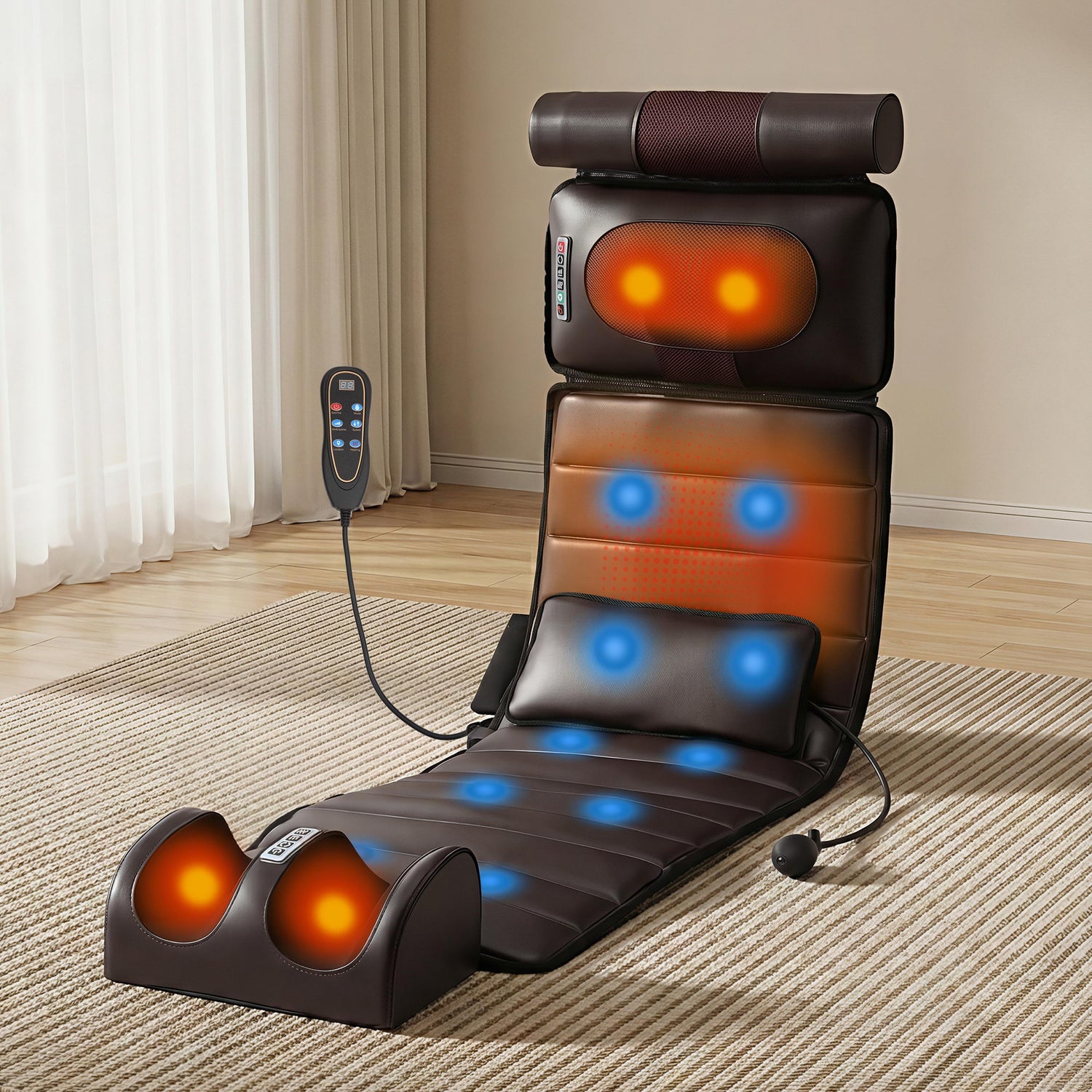Livemor Massage Mat Kneading Neck Foot Massager Heated Vibration Airbag Mattress-Health &amp; Beauty > Massage &amp; Relaxation > Massagers-PEROZ Accessories