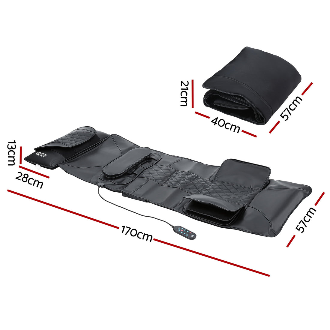 Livemor Massage Mat Heated Kneading Neck Massager Lumbar Airbag Stretch-Health &amp; Beauty > Massage &amp; Relaxation > Massagers-PEROZ Accessories