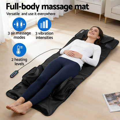 Livemor Massage Mat Heated Kneading Neck Massager Lumbar Airbag Stretch-Health &amp; Beauty > Massage &amp; Relaxation > Massagers-PEROZ Accessories