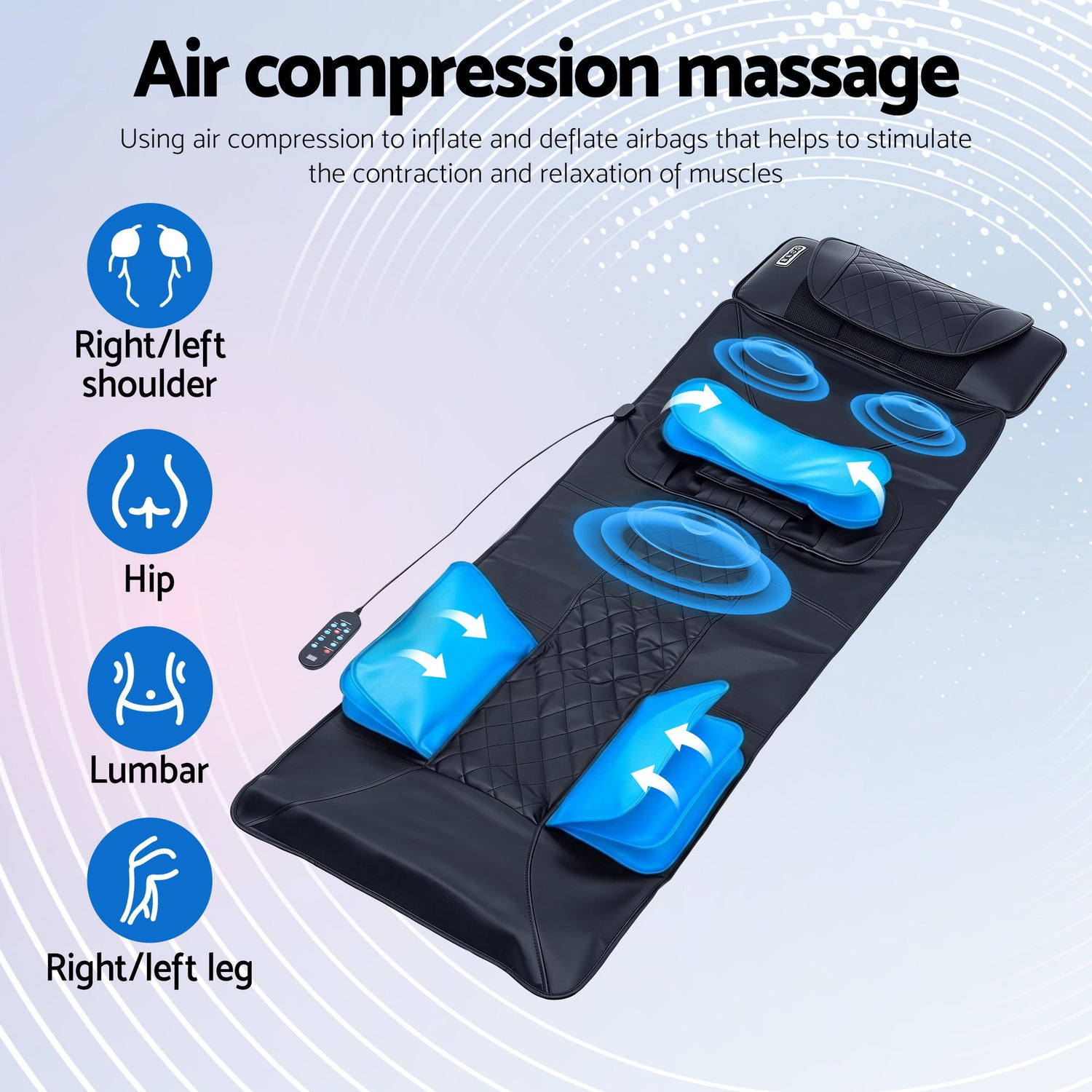 Livemor Massage Mat Heated Kneading Neck Massager Lumbar Airbag Stretch-Health &amp; Beauty > Massage &amp; Relaxation > Massagers-PEROZ Accessories