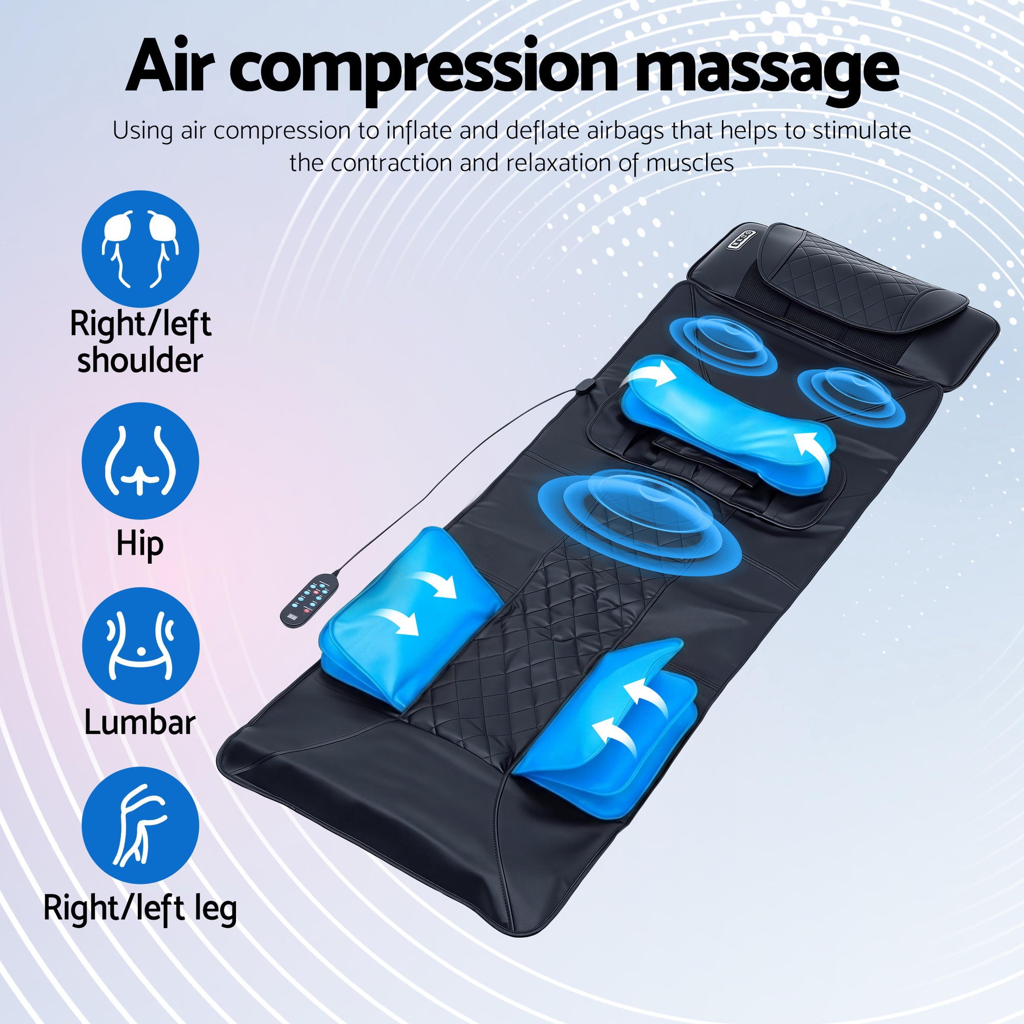 Livemor Massage Mat Heated Kneading Neck Massager Lumbar Airbag Stretch-Health &amp; Beauty > Massage &amp; Relaxation > Massagers-PEROZ Accessories