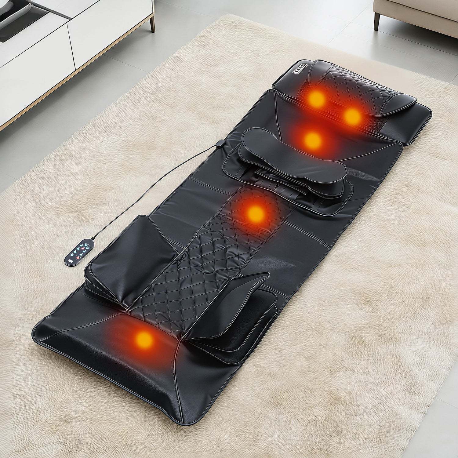 Livemor Massage Mat Heated Kneading Neck Massager Lumbar Airbag Stretch-Health &amp; Beauty > Massage &amp; Relaxation > Massagers-PEROZ Accessories