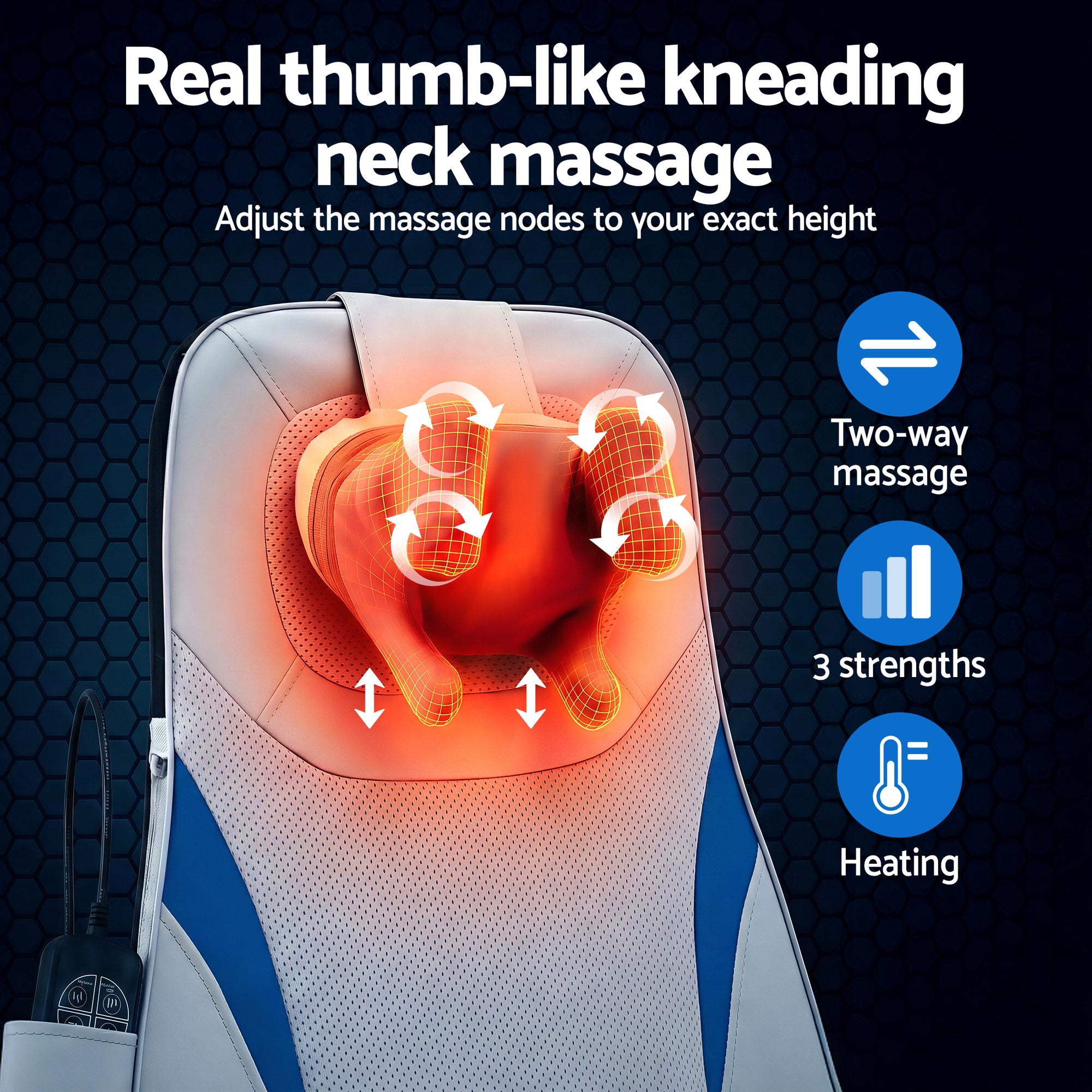 Livemor Full Back Massage Cushion 3D Kneading Heating Massage Seats-Health &amp; Beauty > Massage &amp; Relaxation > Massagers-PEROZ Accessories