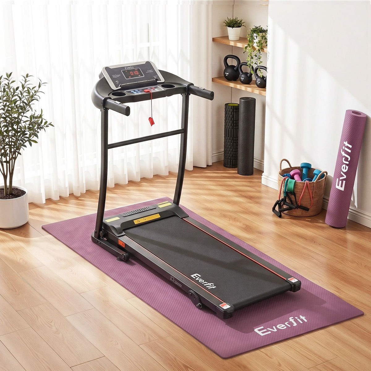 Everfit Exercise Equipment Mat 1.8M Treadmill Floor Rug Home Gym Fitness Purple-Sports &amp; Fitness > Exercise, Gym &amp; Fitness > Gym Mats-PEROZ Accessories