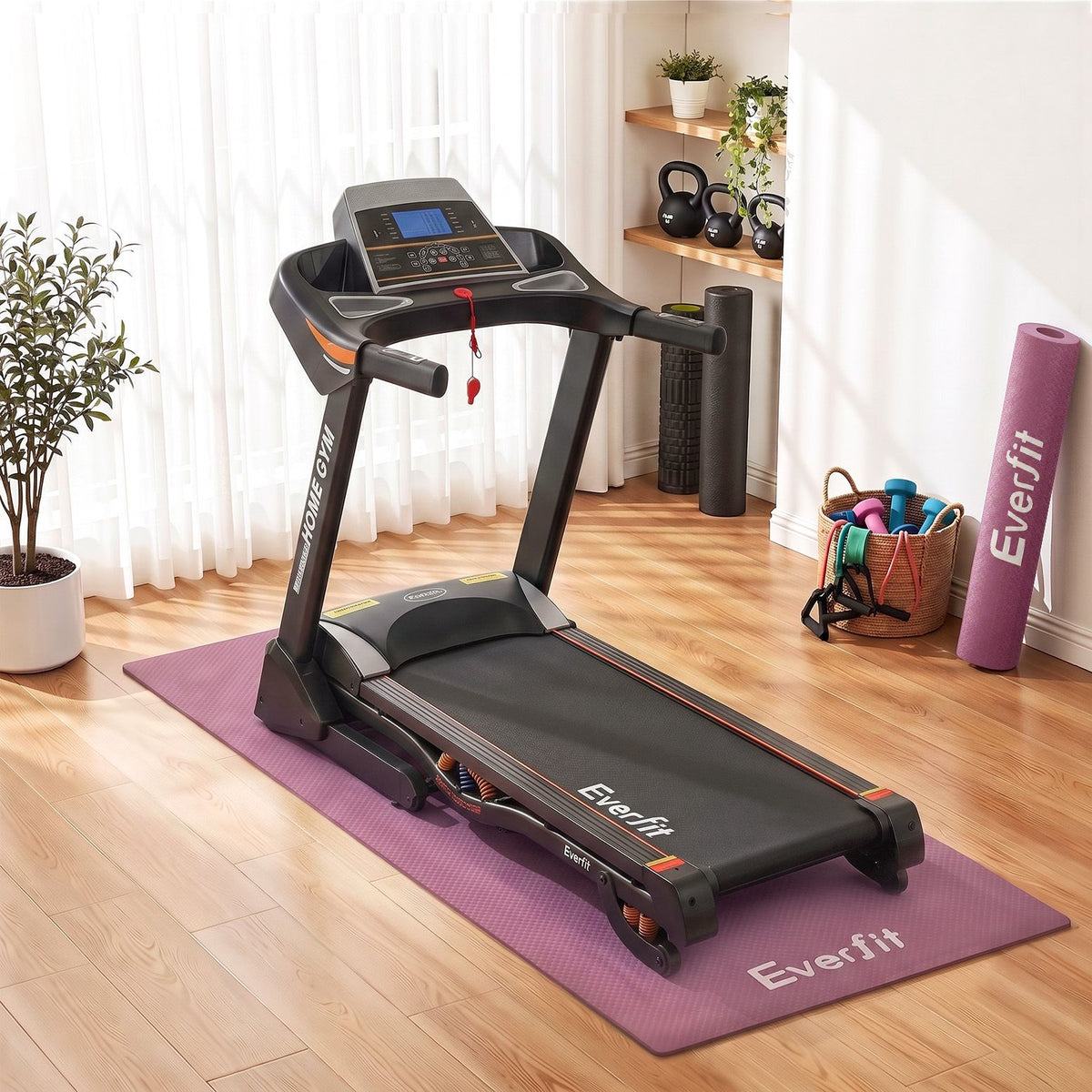 Everfit Exercise Equipment Mat 2M Treadmill Floor Rug Home Gym Fitness Purple-Sports &amp; Fitness > Exercise, Gym &amp; Fitness > Gym Mats-PEROZ Accessories
