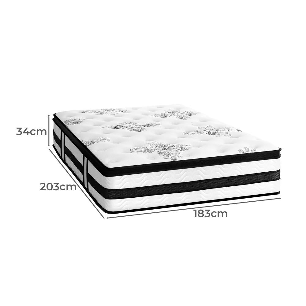 BEDRA BEDDING King Mattress Cool Gel Bed Medium Firm Mattress with Pocket Spring 34cm Thickness-Mattresses-PEROZ Accessories