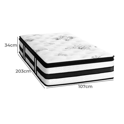 BEDRA BEDDING King Single Mattress Cool Gel Bed Medium Firm Mattress with Pocket Spring 34cm Thickness-Mattresses-PEROZ Accessories