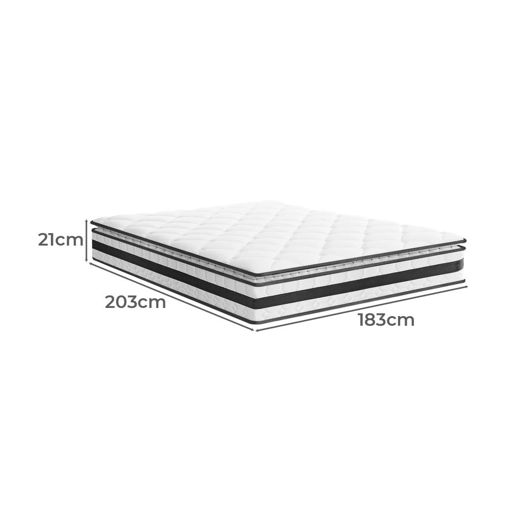 BEDRA BEDDING King Mattress Pillow Top Cool Gel Foam Bonnell Spring 21cm-Mattresses-PEROZ Accessories