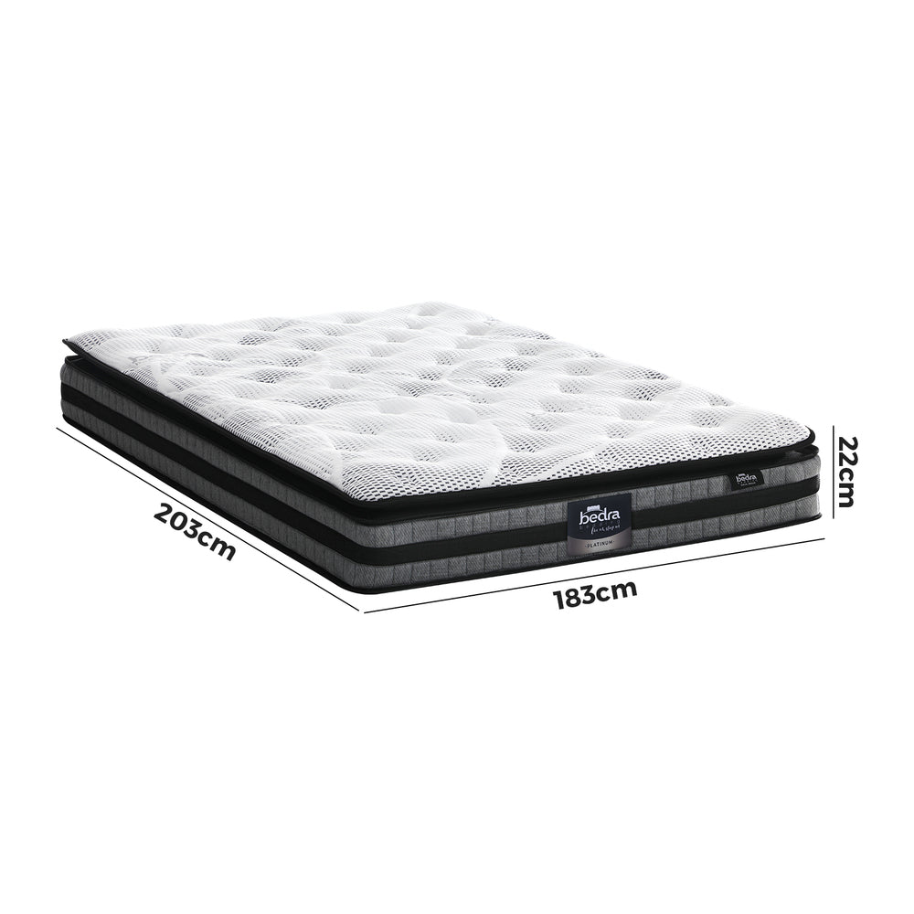 Bedra King Mattress Cool Gel Foam Bonnell Spring Luxury Pillow Top Bed 22cm-Mattress-PEROZ Accessories