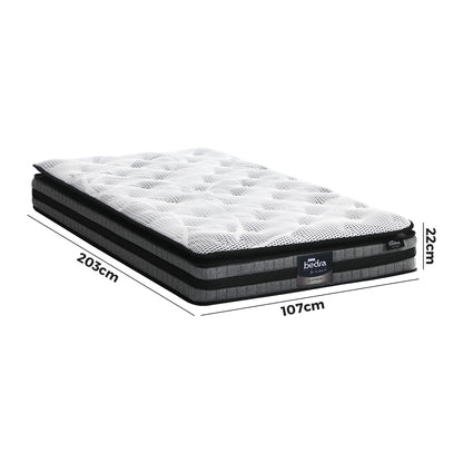 Bedra King Single Mattress Cool Gel Foam Bonnell Spring Pillow Top Bed 22cm-Mattress-PEROZ Accessories