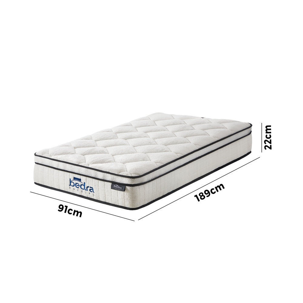 Bedra Boucle Single Mattress Memory Foam Pocket Spring Euro Top-Mattresses-PEROZ Accessories