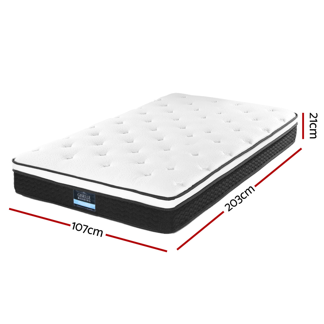 Giselle Bedding 21cm Mattress Euro Top King Single-Mattresses-PEROZ Accessories