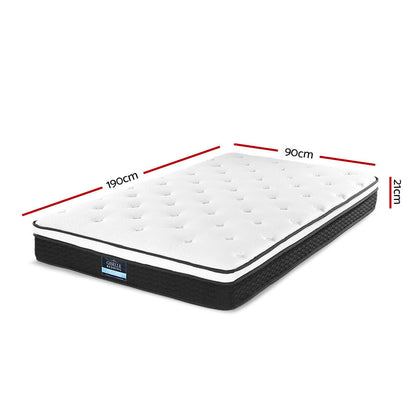 Giselle Bedding 21cm Mattress Euro Top Single-Mattresses-PEROZ Accessories