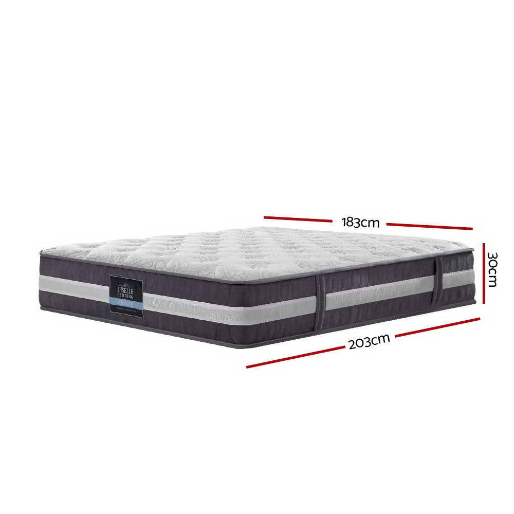 Giselle Bedding 30cm Mattress Pocket Spring King-Mattresses-PEROZ Accessories