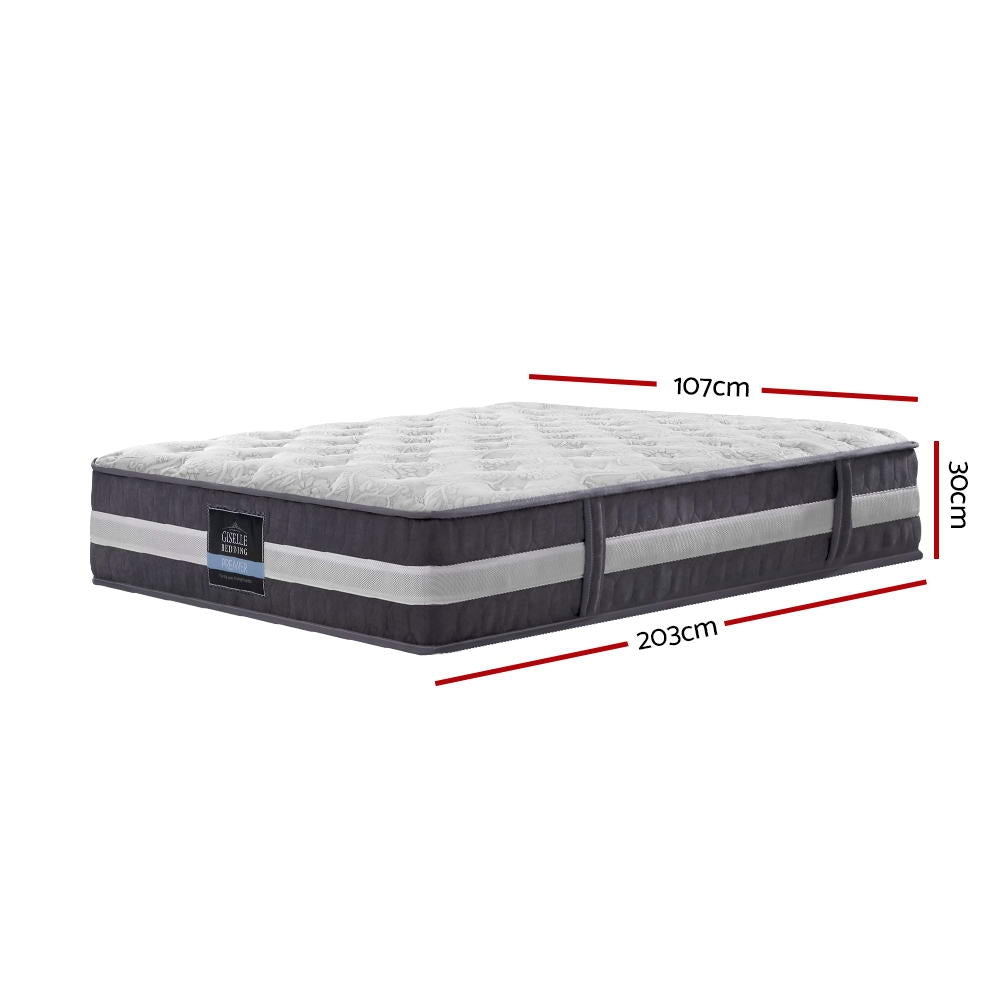 Giselle Bedding 30cm Mattress Pocket Spring King Single-Mattresses-PEROZ Accessories