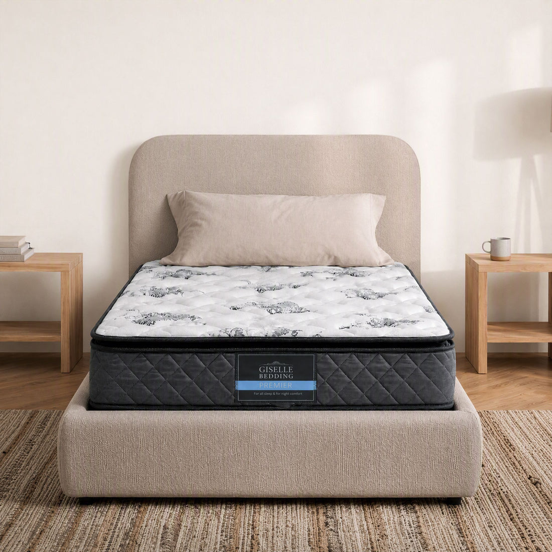 Giselle Bedding King Single Mattress 24cm Pillow Top Bonnell Spring Egg Crate-Mattresses-PEROZ Accessories